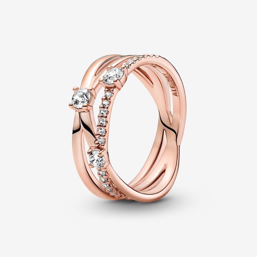 Sparkling Triple Band Rose Ring