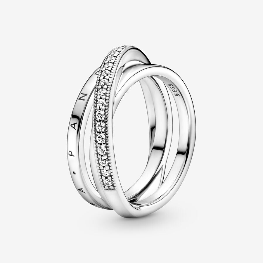Crossover Pavé Triple Ring
