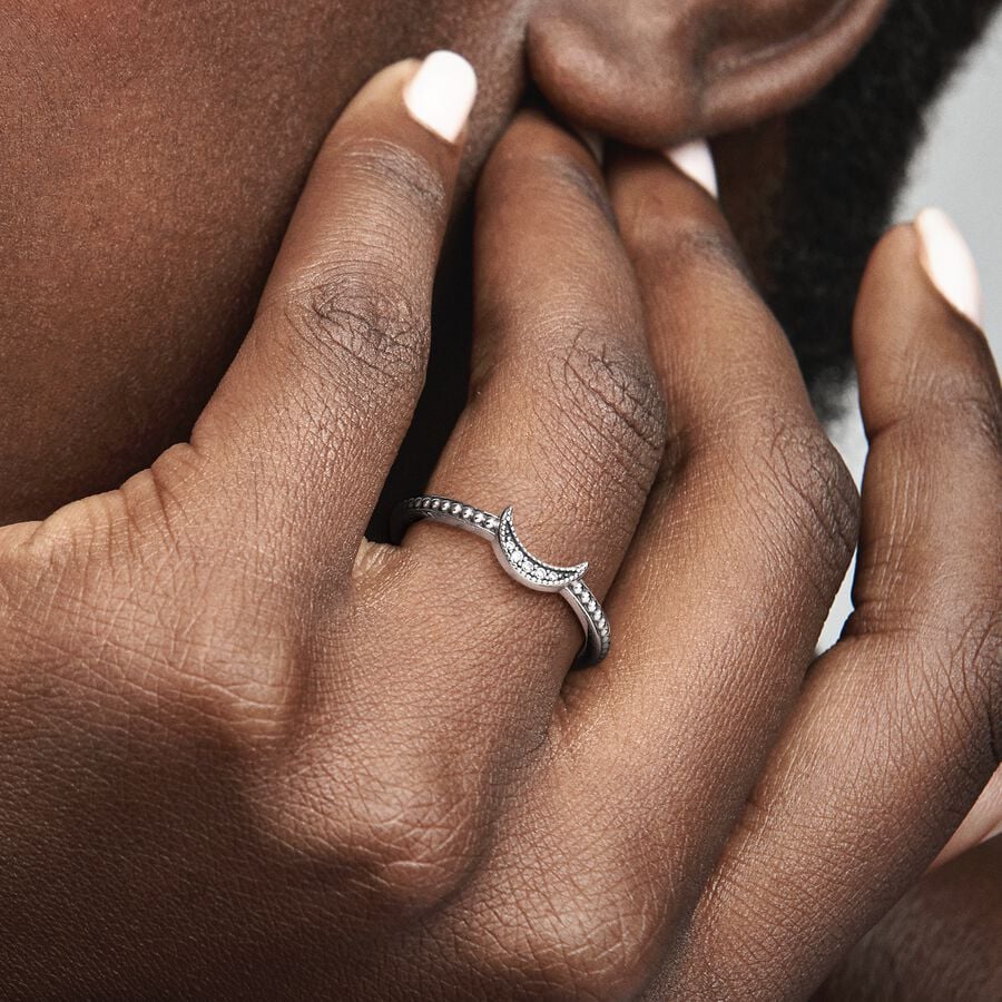Crescent Moon Beaded Ring
