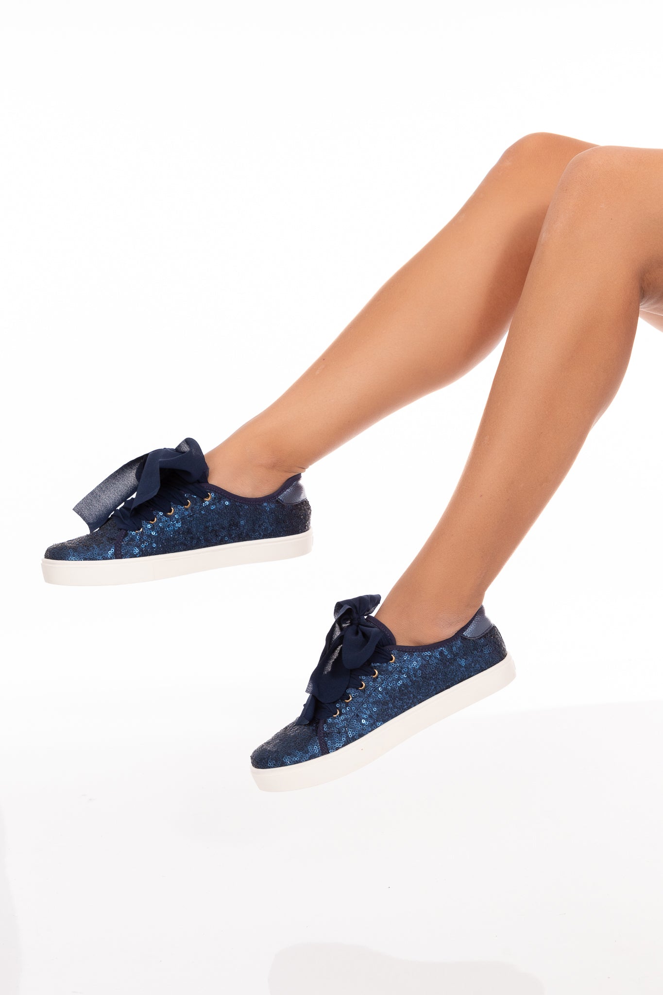 Oliva Tenis Bajas Lentejuelas Azul