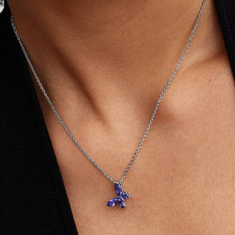Blue Butterfly Pendant Necklace