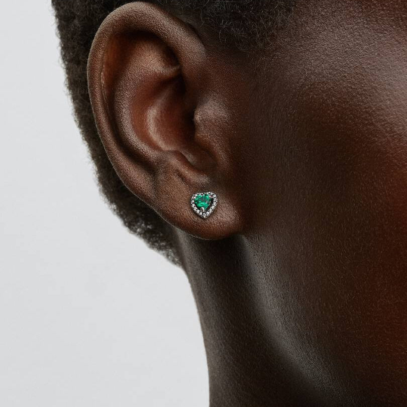 Elevated Green Heart Stud