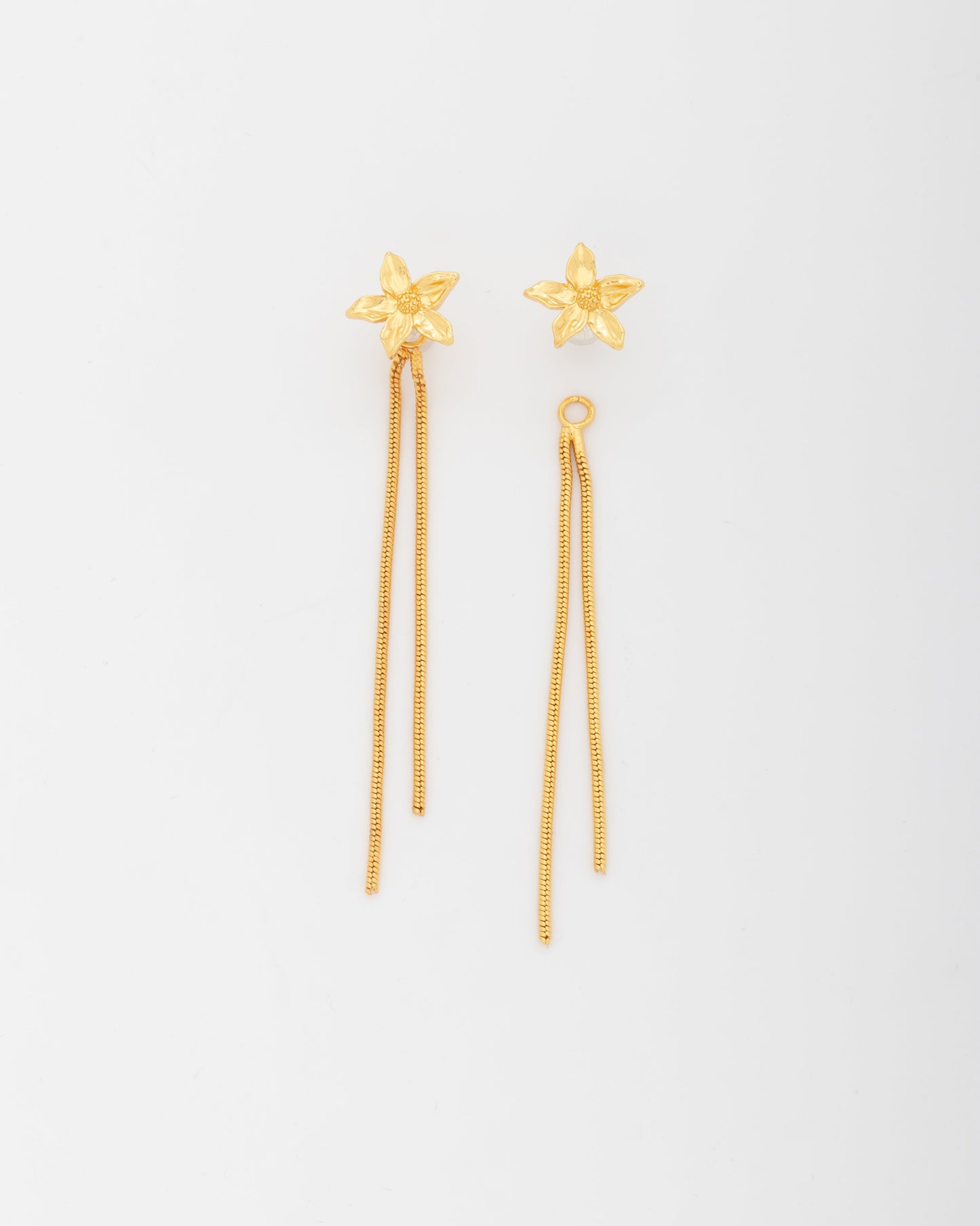 Aretes 2 en 1 Flor Cadena