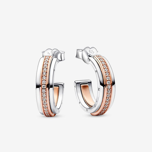 Two tone Logo & Pavé Hoop