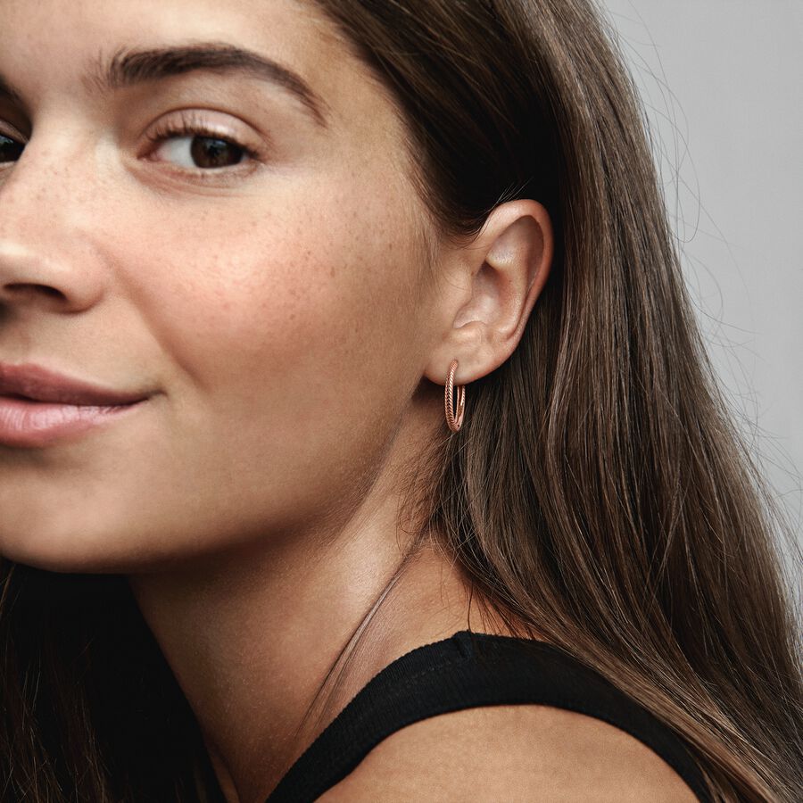 Charm Hoop Earrings Rose