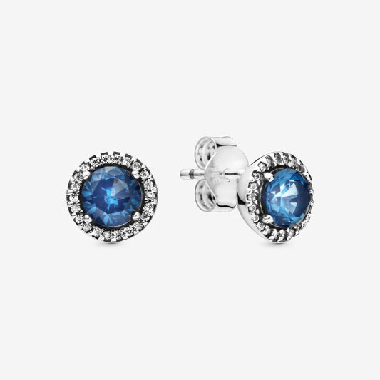 Blue Round Sparkle Stud