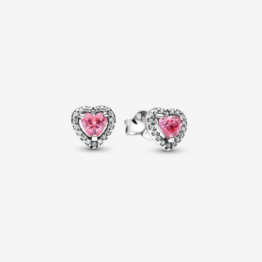 Elevated Pink Heart Stud
