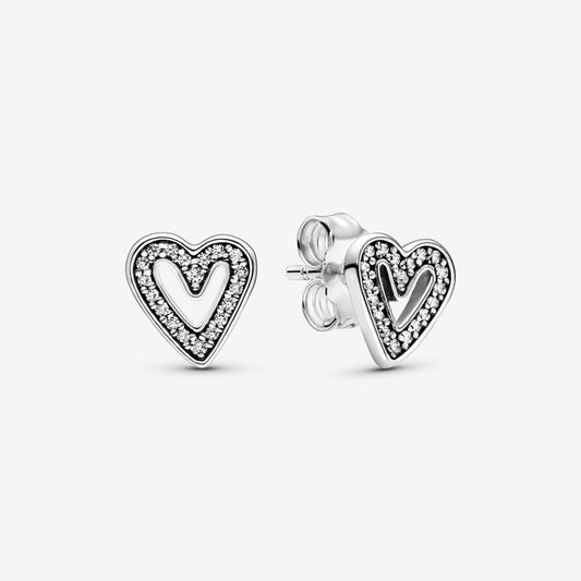 Sparkling Freehand Heart Stud