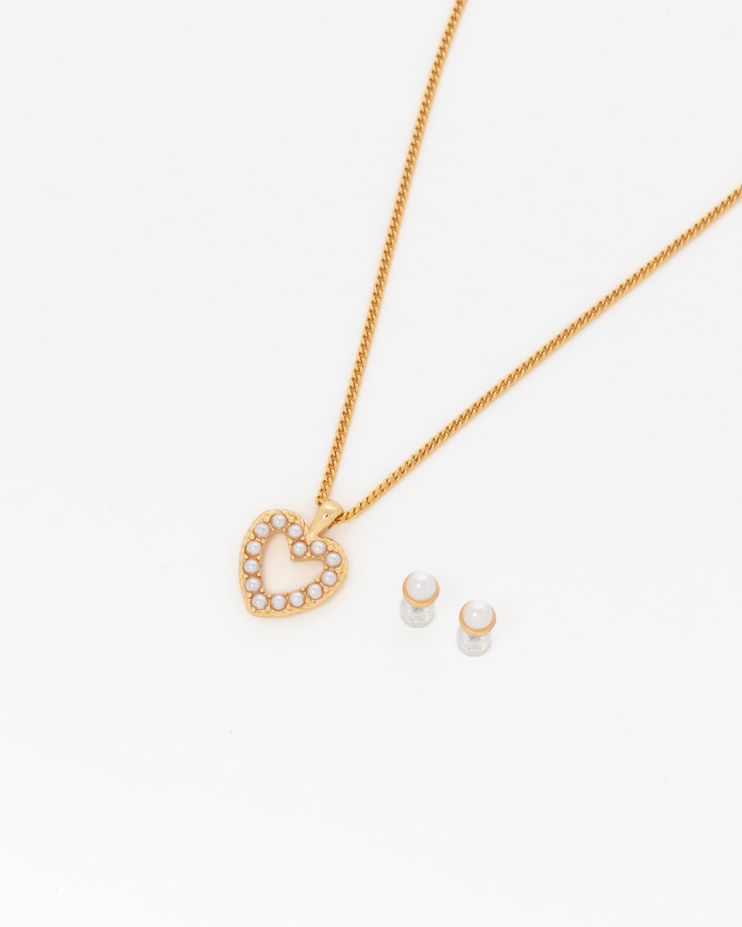 Set x2 Layering Corazón Multiperlas + Aretes