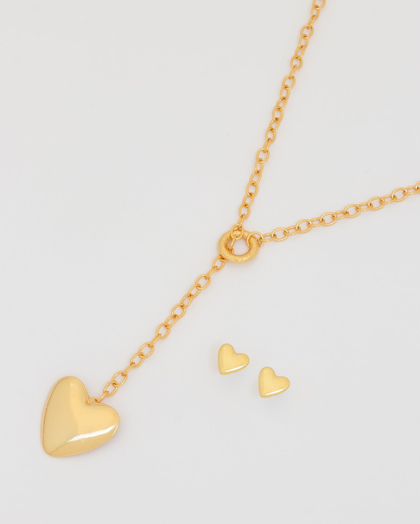 Collar Corbatin Maxi Corazón + Aretes