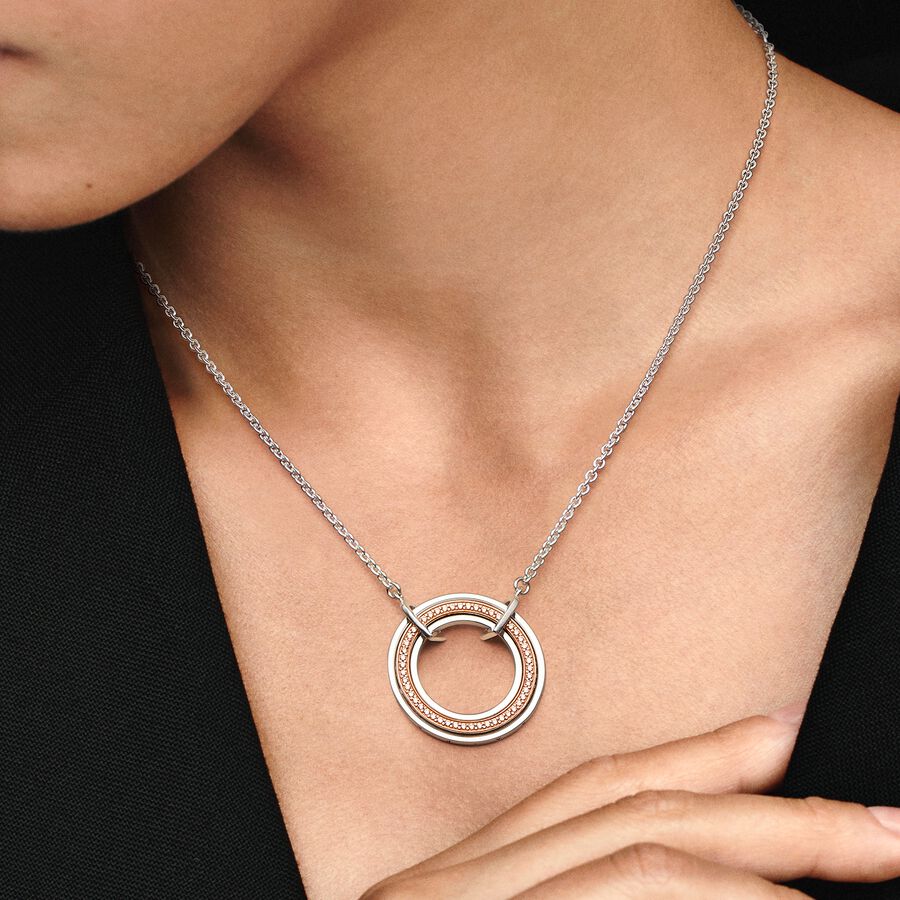 Two tone Logo & Pavé Necklace