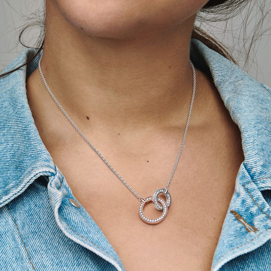 Two tone Intertwined Circles Necklace