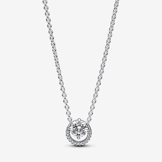 Sparkling Round Halo Pendant Collier