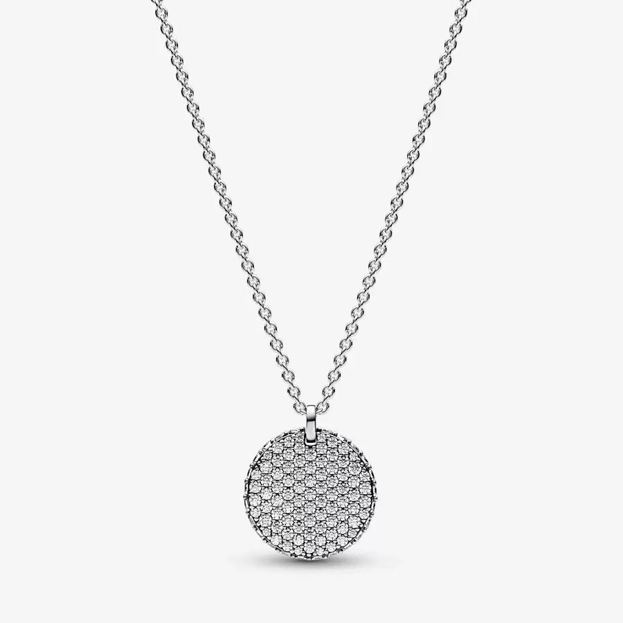 Pavé Round Pendant Necklace