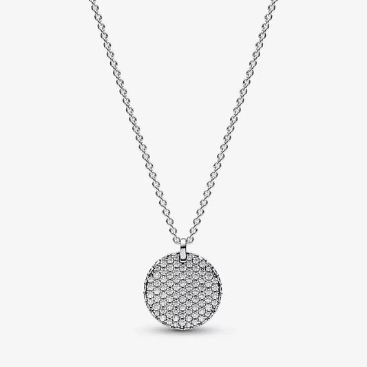 Pavé Round Pendant Necklace