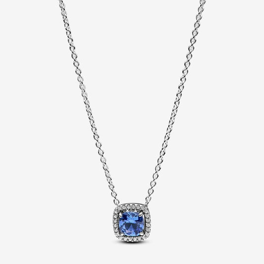 Sparkling Square Blue Halo Pendant