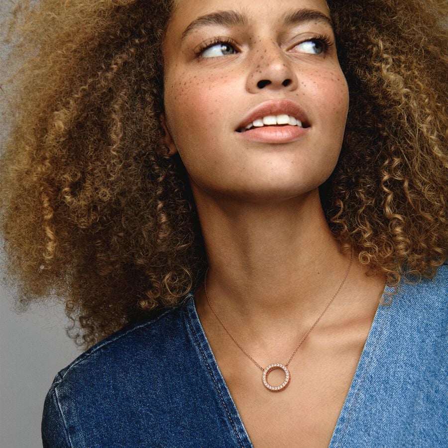 Hearts of Pandora Clear Necklace Rose