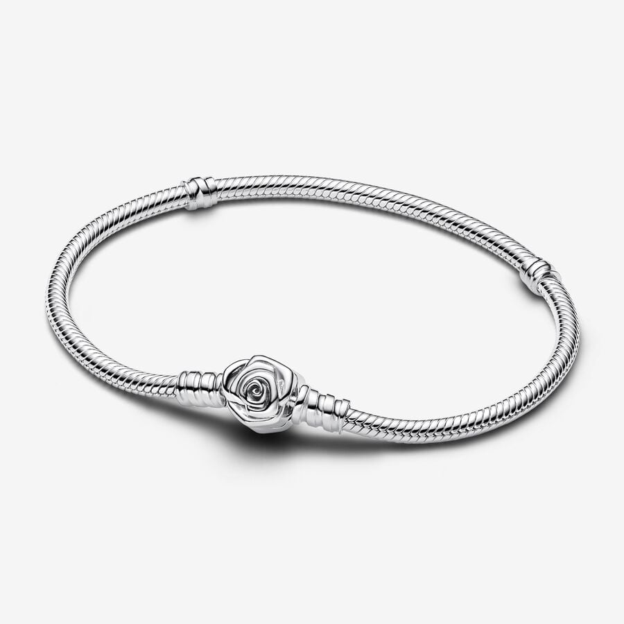 Rose in Bloom Clasp Snake Chain Bracelet