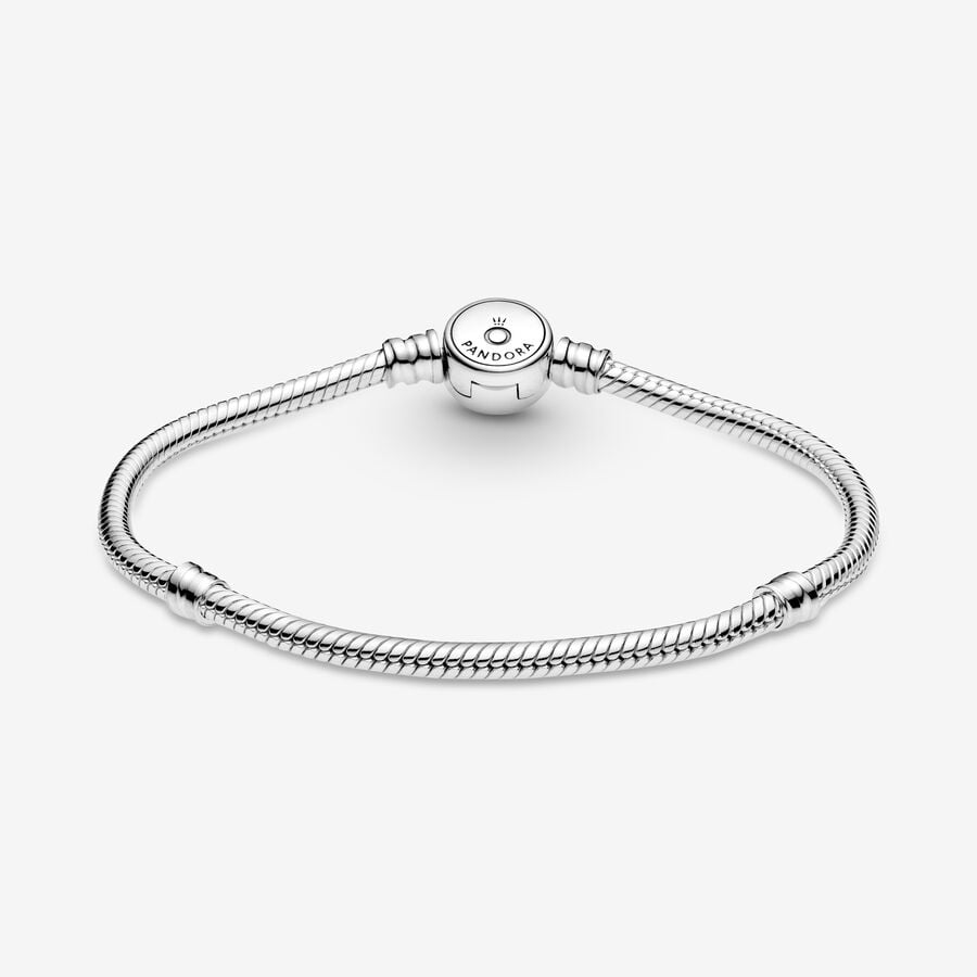 Sparkling Blue Disc Clasp Snake Chain Bracelet