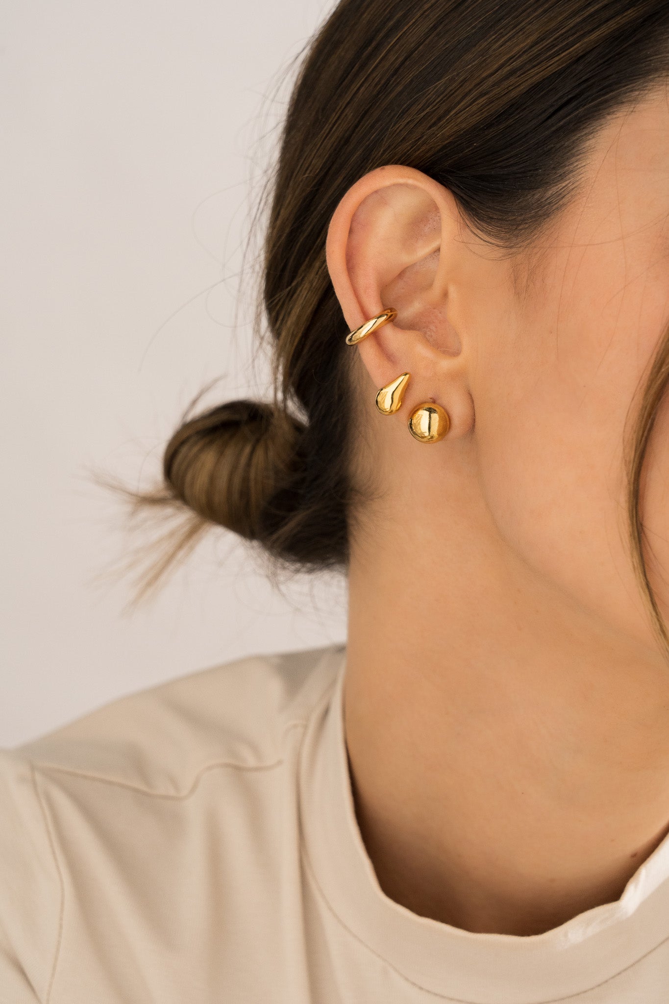 Set x3 Aretes Gotas y Bolas Oro