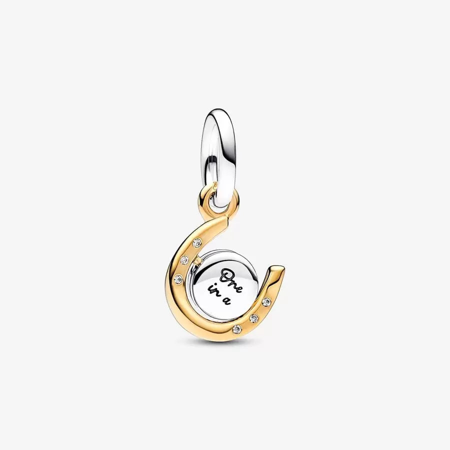 Two-tone Spinning Disc Horseshoe Dangle