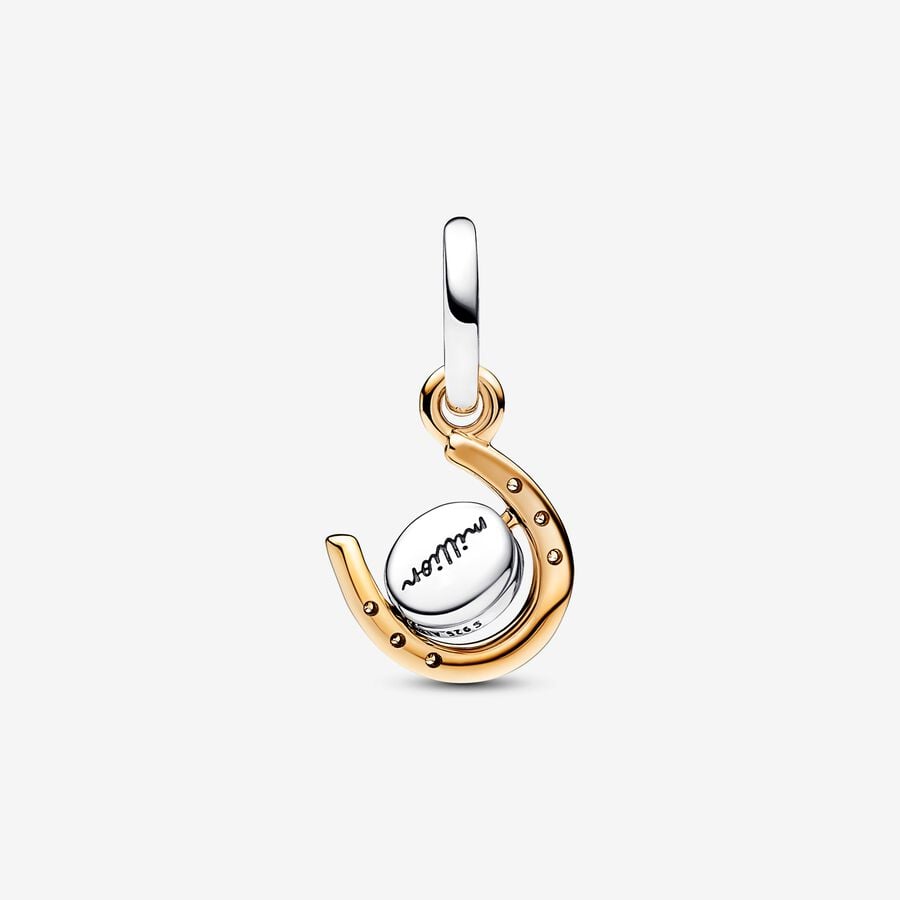 Two-tone Spinning Disc Horseshoe Dangle