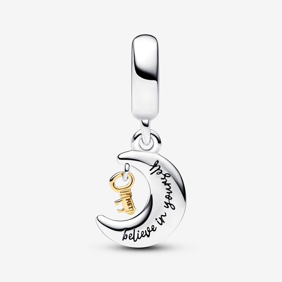 Two-tone Key & Moon Dangle