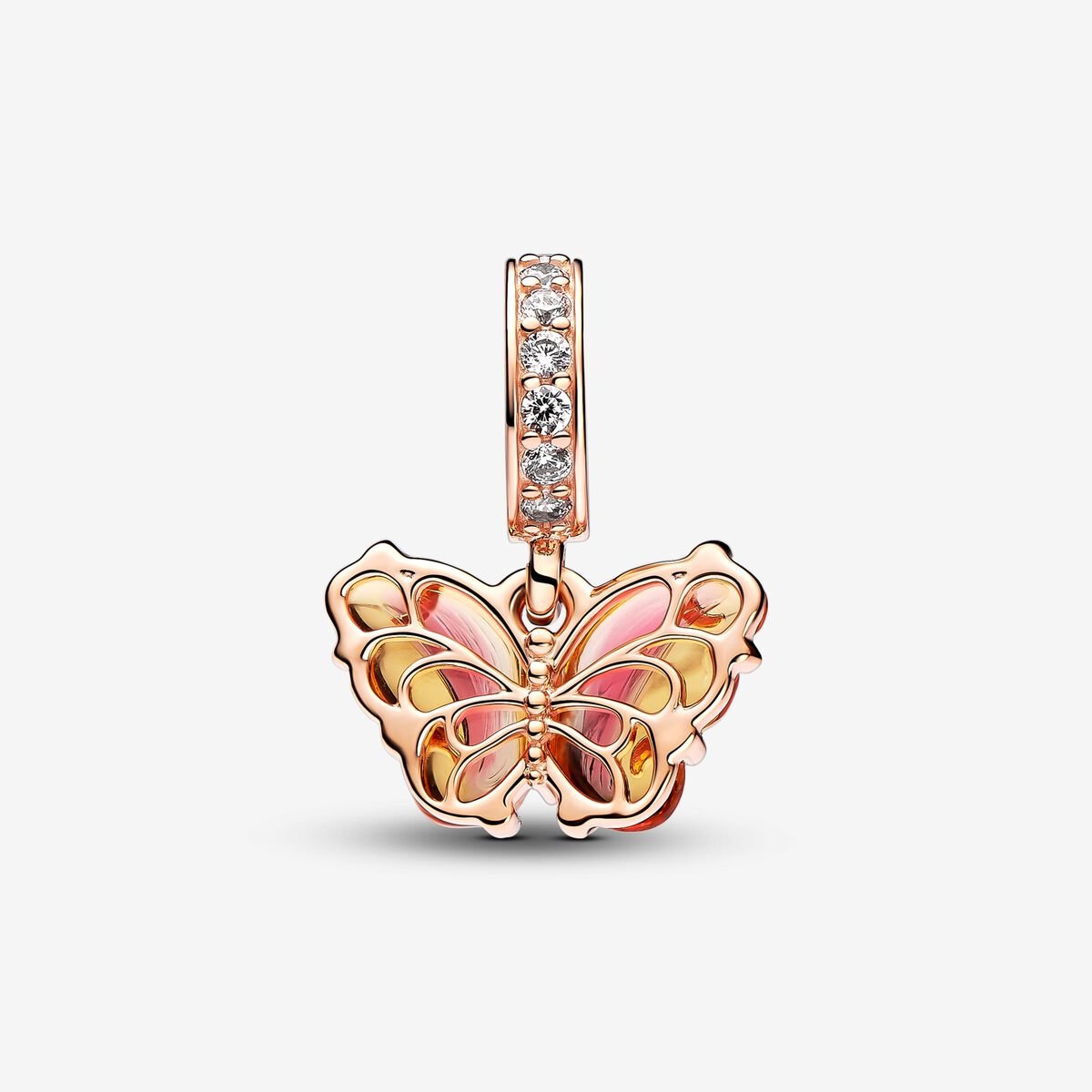 Pink & Yellow Murano Glass Butterfly Dangle