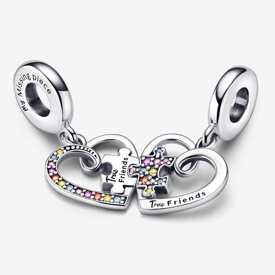 Puzzle Piece Hearts Splittable Friendship Charm