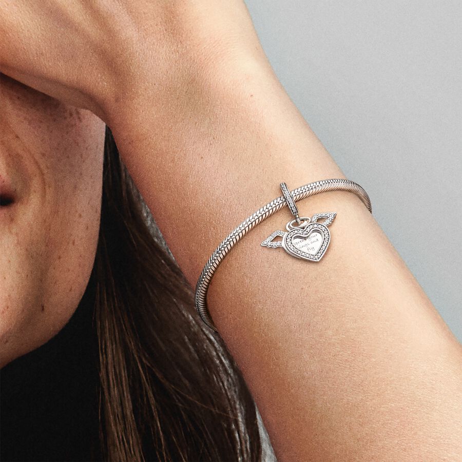 Heart & Angel Wings Dangle Charm