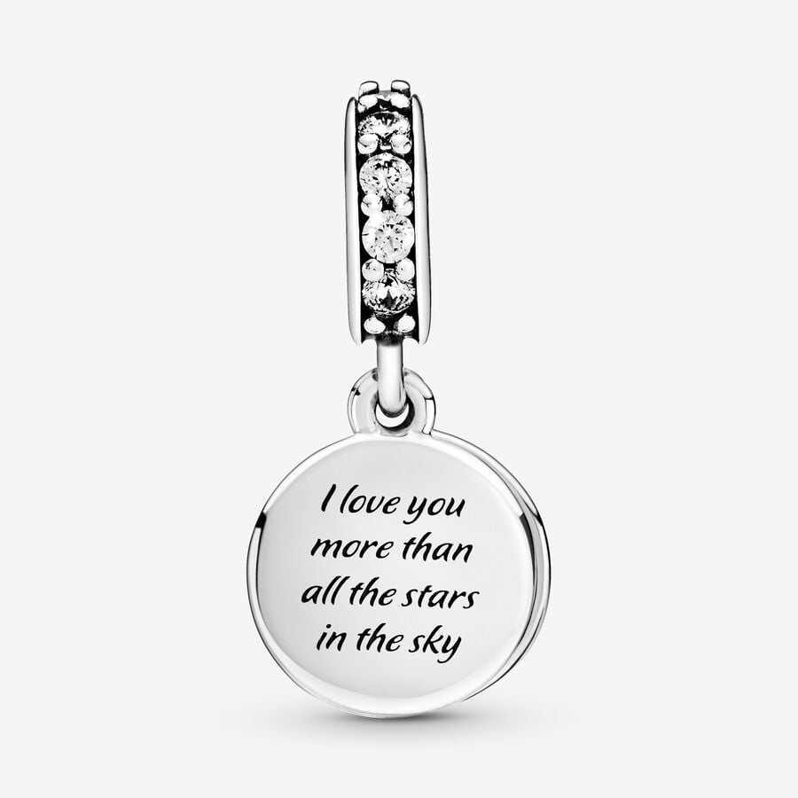 Blue Night Sky Crescent Moon & Stars Dangle