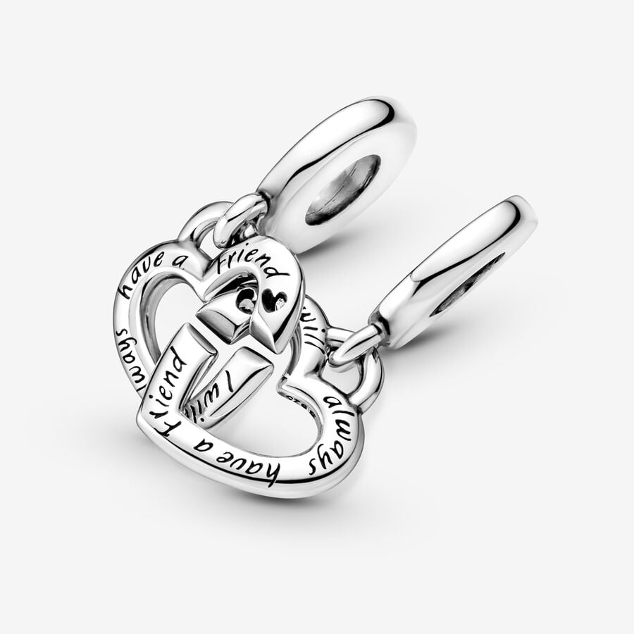 Linked Sister Hearts Split Charm