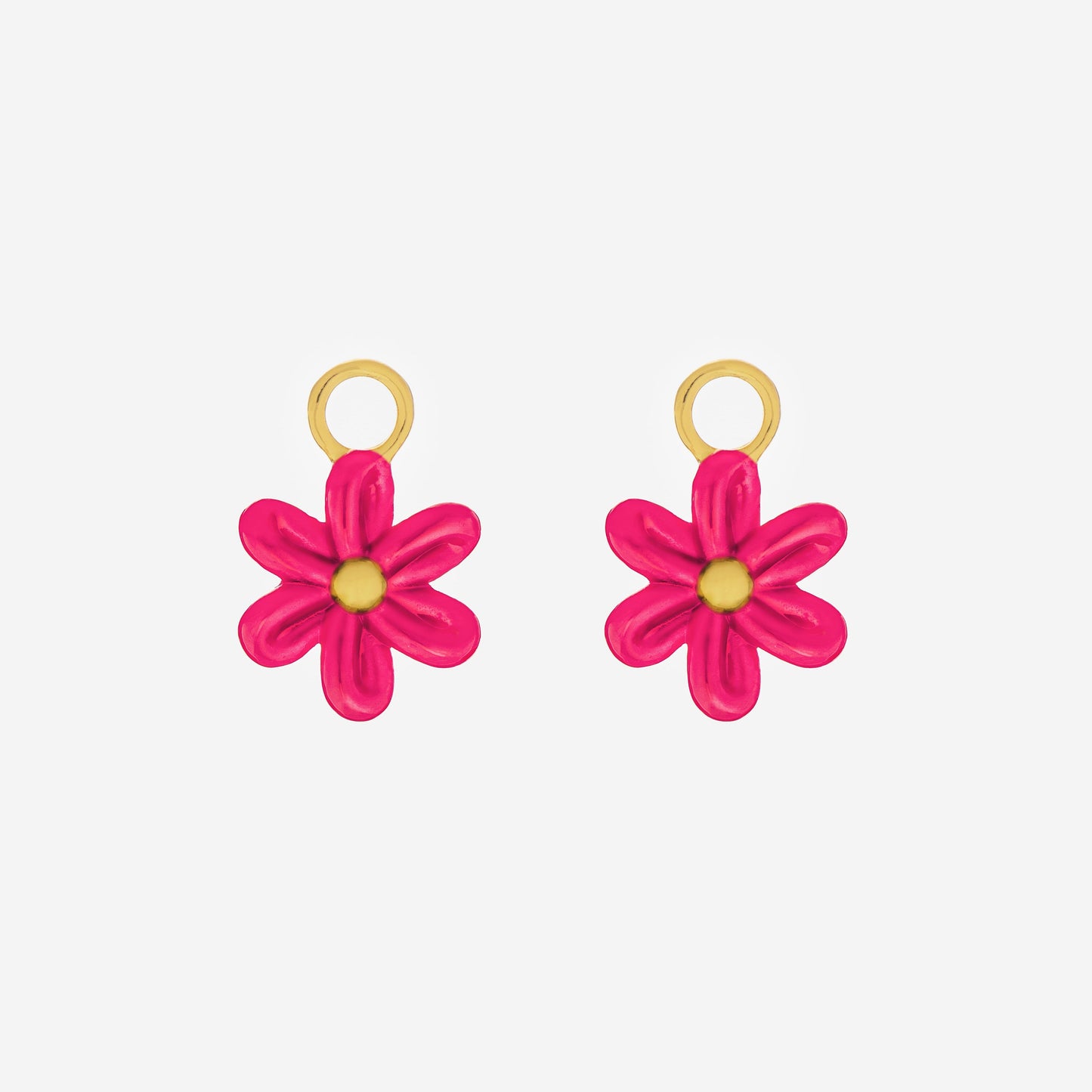 Dijes Mini para Argollas Flor Fucsia