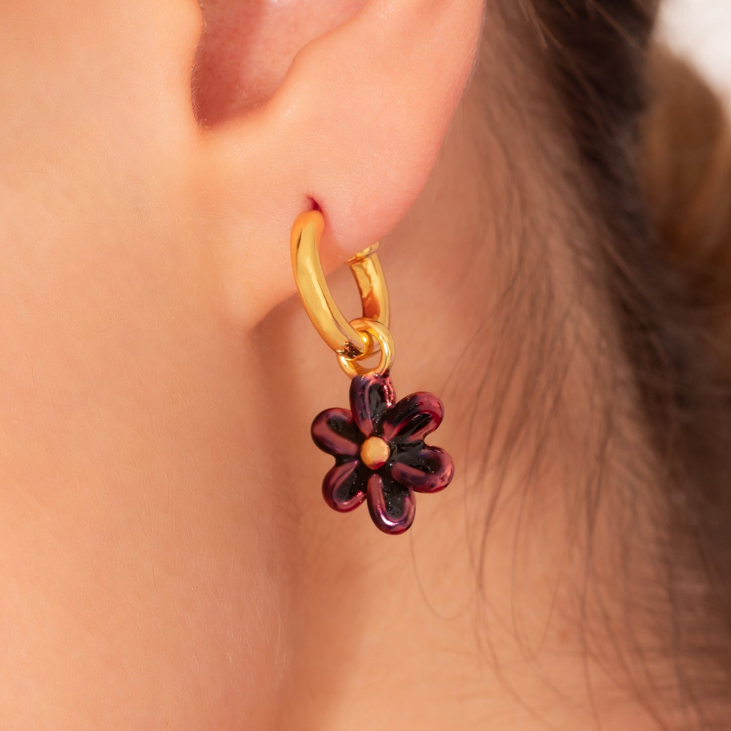 Dijes Mini para Argollas Flor Morada