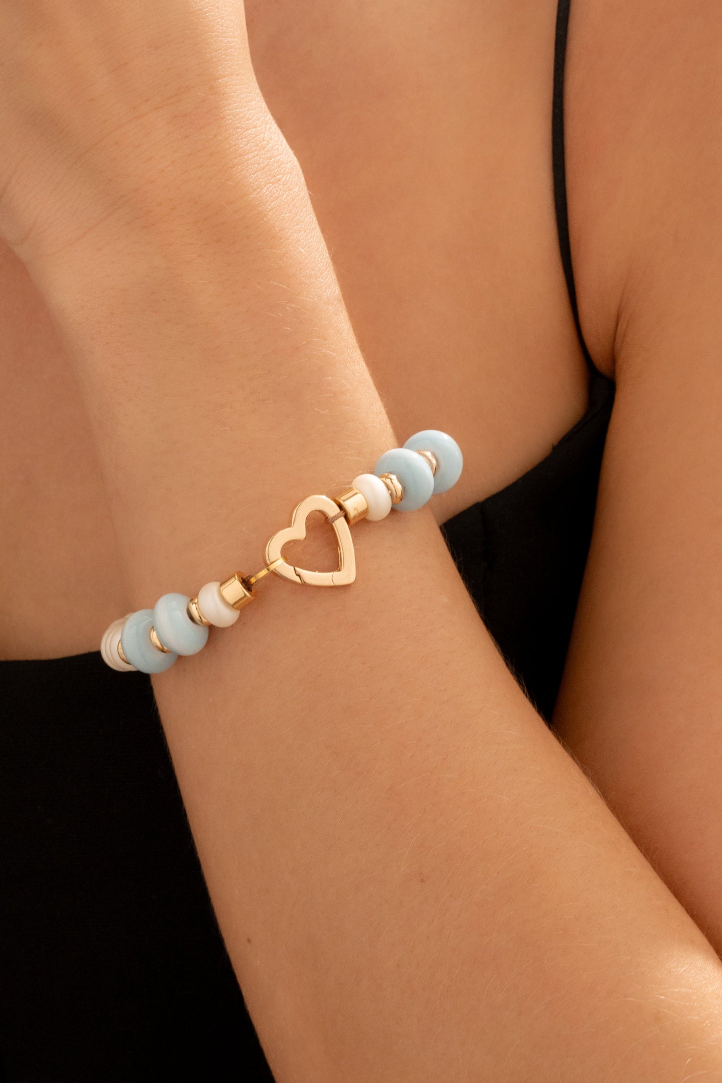 Pulsera Broche Corazón + Aretes