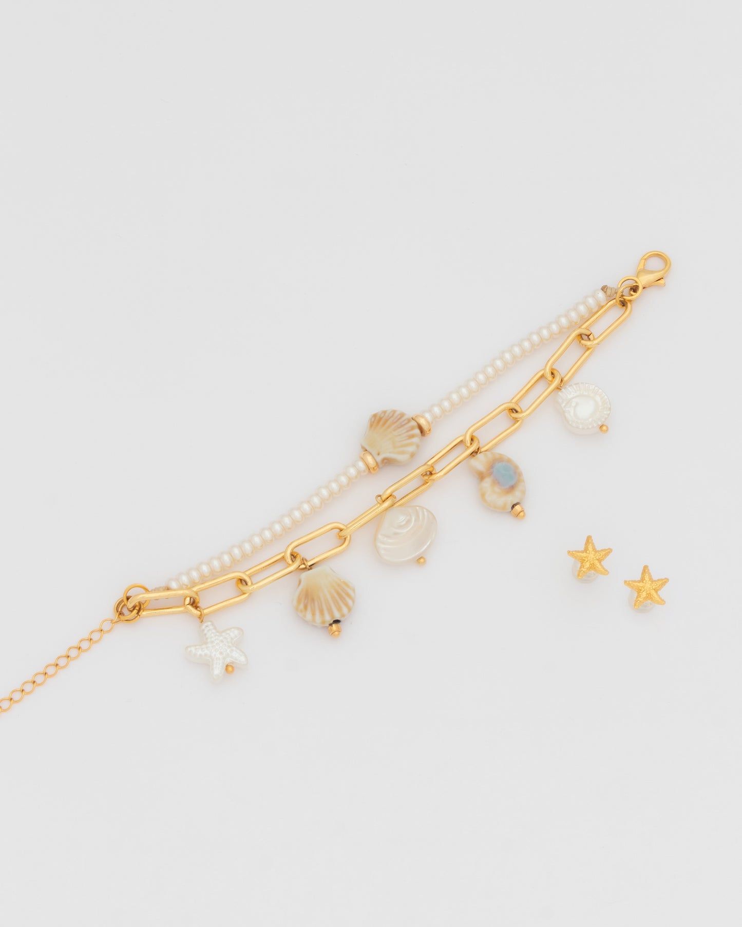 Pulsera 2 en 1 Caracoles + Aretes