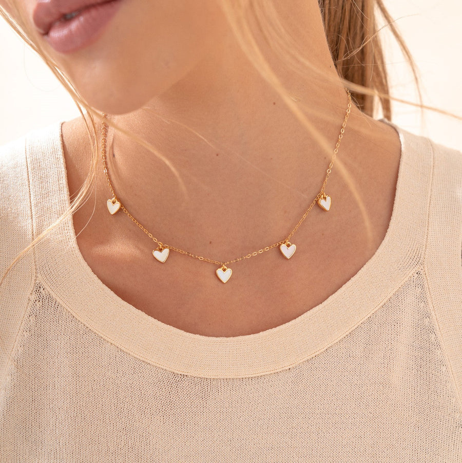Cadena Multi Corazones Blanco