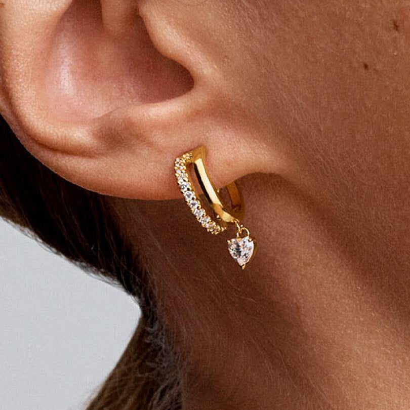 Dangling Heart Hoop Earrings