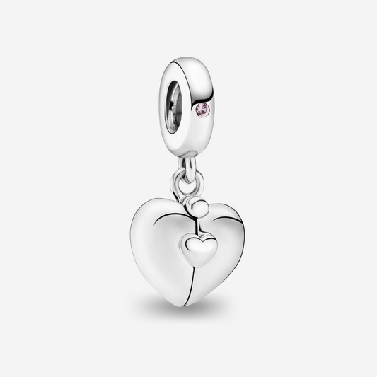 Family Locket Dangle Pink Crystal Charm