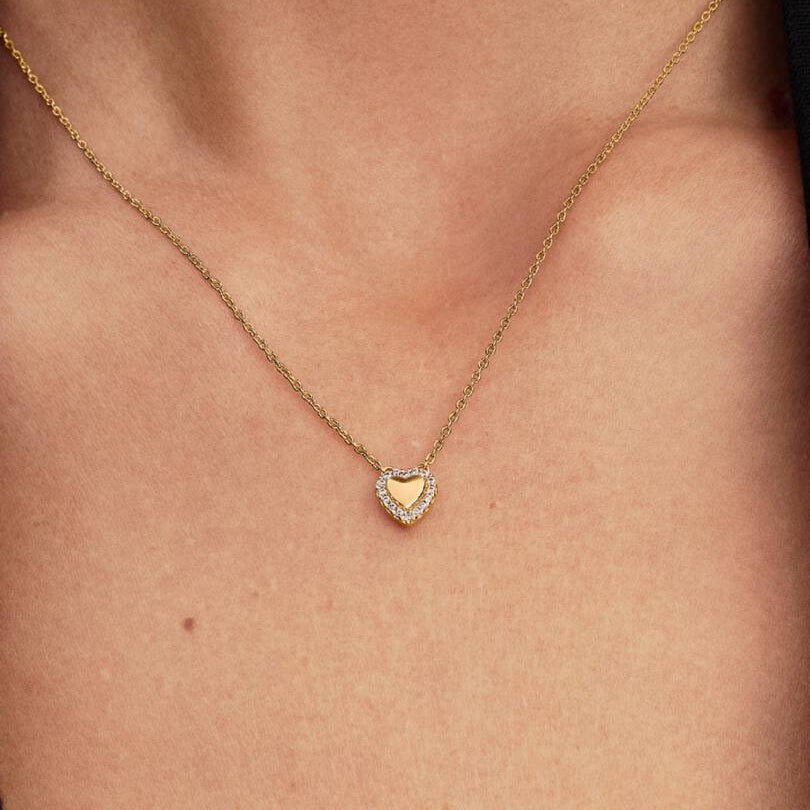 Engravable Heart Halo Collier