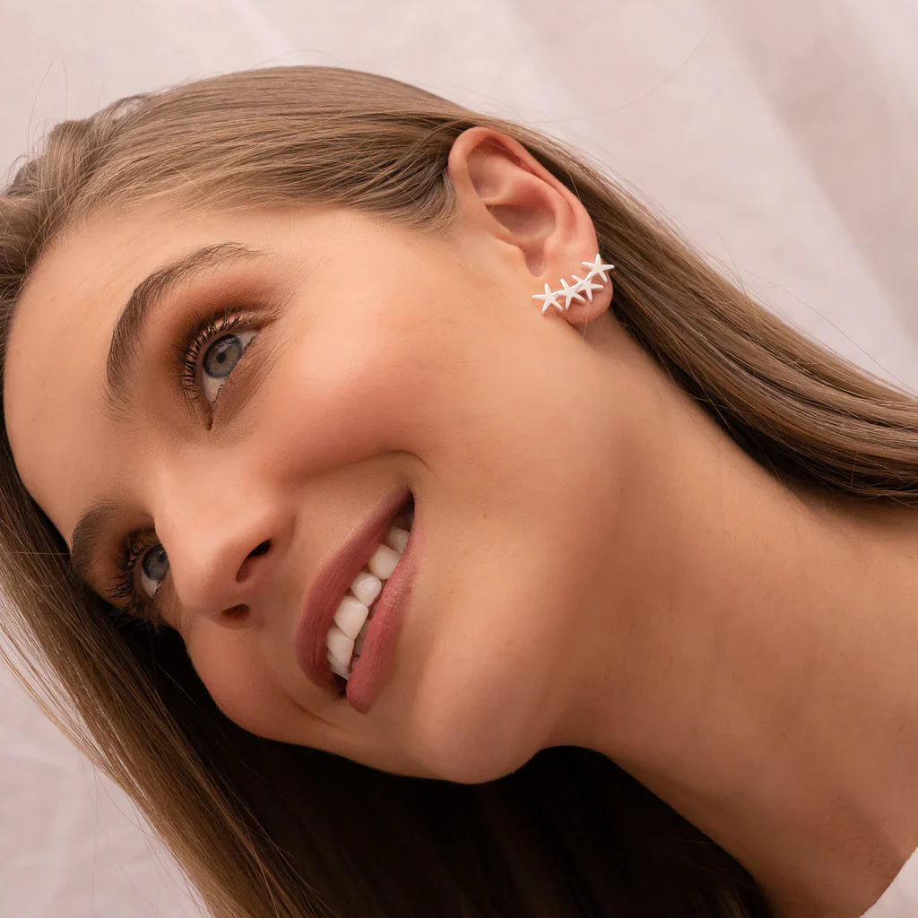 Aretes Multi Estrellas Plateado