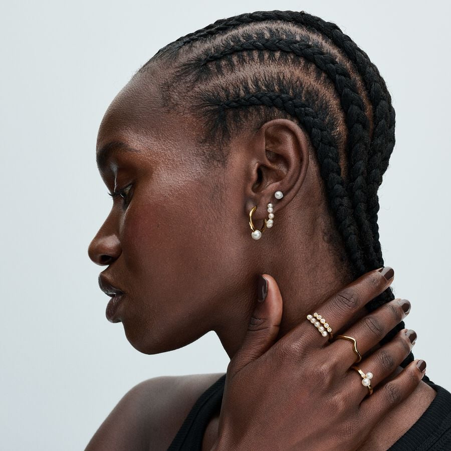 Cultured Pearls Open Hoop Earrings