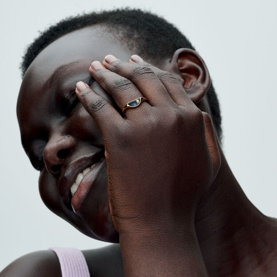 ME Halved Enamel Signet Ring
