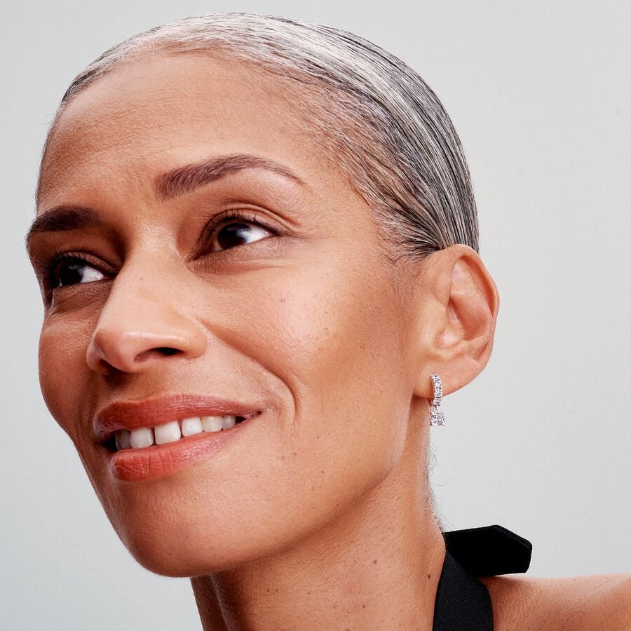 Pavé Dangle Hoop Earrings