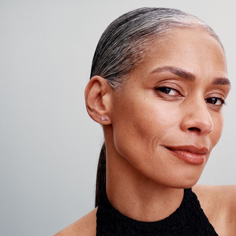 Sparkling Pink Bow Stud