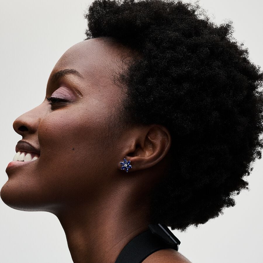 Sparkling Blue Herbarium Cluster Stud