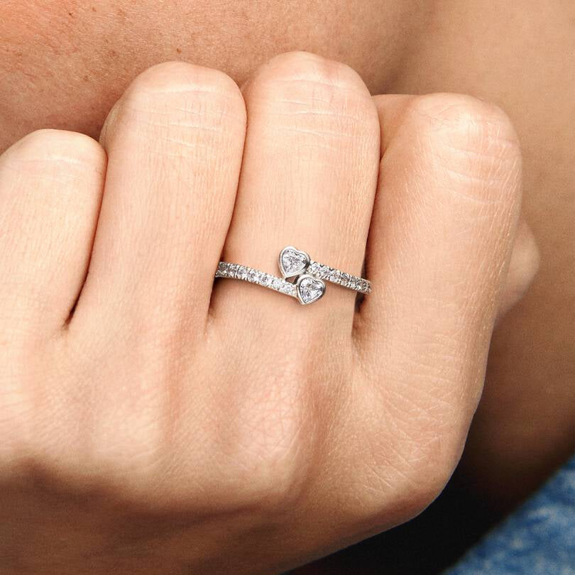 Two Sparkling Hearts Ring