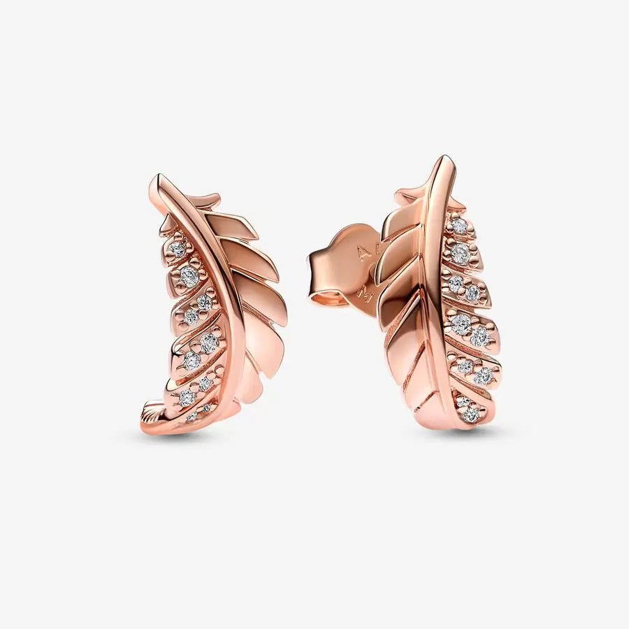 Floating Curved Feather Stud