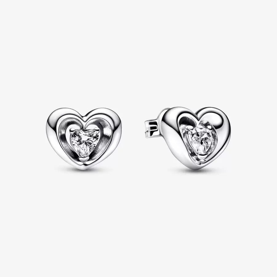 Radiant Heart & Floating Stone Stud