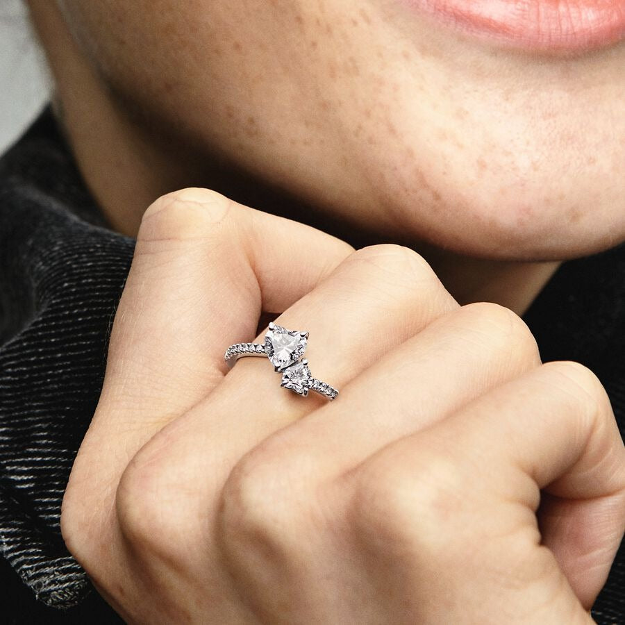 Double Heart Sparkling Ring